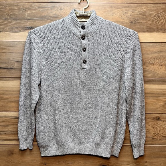 G.H. Bass & Co. Sweater Mens XXLarge Beige Henley Pullover Mock Neck Knit Sherpa - Picture 1 of 10